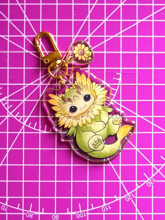 Sunflower dragon - Acrylic Charm Drawn by a h...