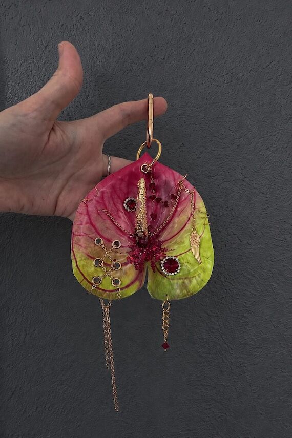 Gothic Anthurium Bag Charm, Coquette Purse Ch...
