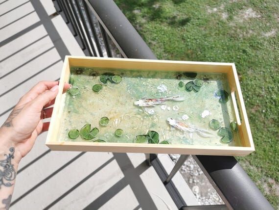 Resin Koi fish Pond Big Tray – Handmade Epo...