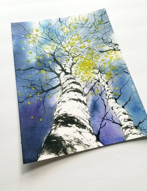 Looking up Trees Original Watercolor Painting...