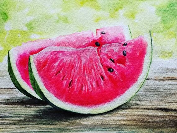 SALE Watermelon Slices Original Watercolor Pa...