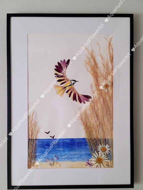 Pressed Flower Artwork: Coastline Journey, Bo...