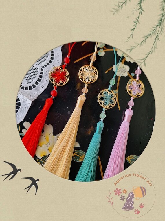 Handmade Flower Tassel Charm, Lunar New Year ...