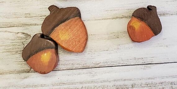 Hand-Painted Wooden Acorn Decor: Chunky Fall ...