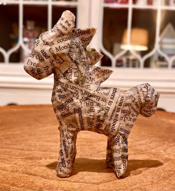 Horse Figurine Paper Mache Animal...