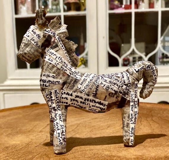 Horse Figurine Paper Mache Art...