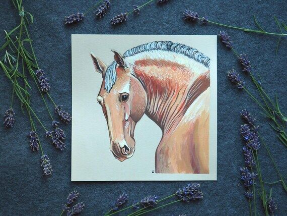 Palomino Horse Gouache Painting – Square Eq...
