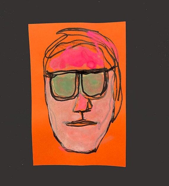 Small Continuous Line Drawing Original Gouach...