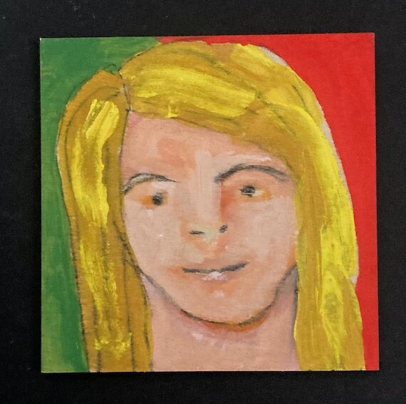 Gouache Portrait Painting Original Mini 4x4 B...