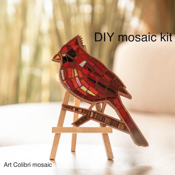 Red Cardinal Mosaic DIY Kit: Bird Art Craft P...
