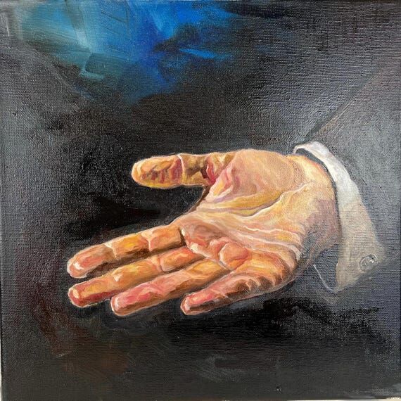 Original Oil Painting: Hand on Canvas, Framed...