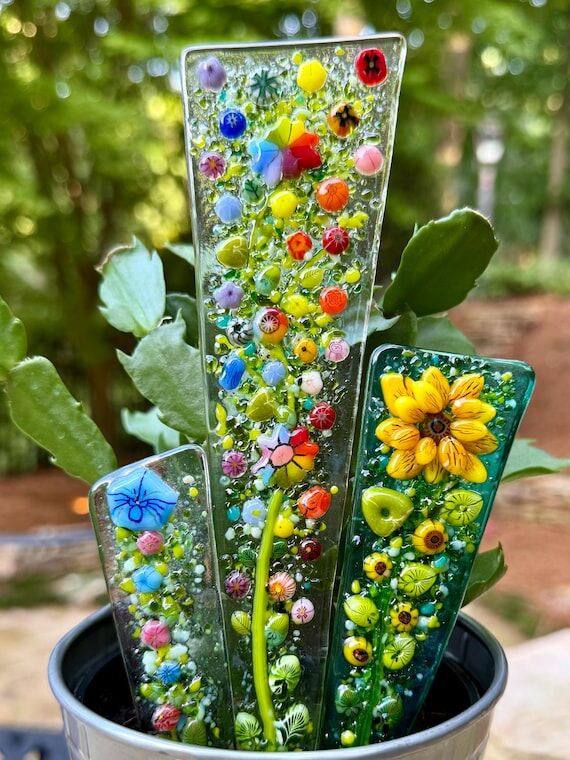 Fused Glass Plant Stake with Murrine – Choo...