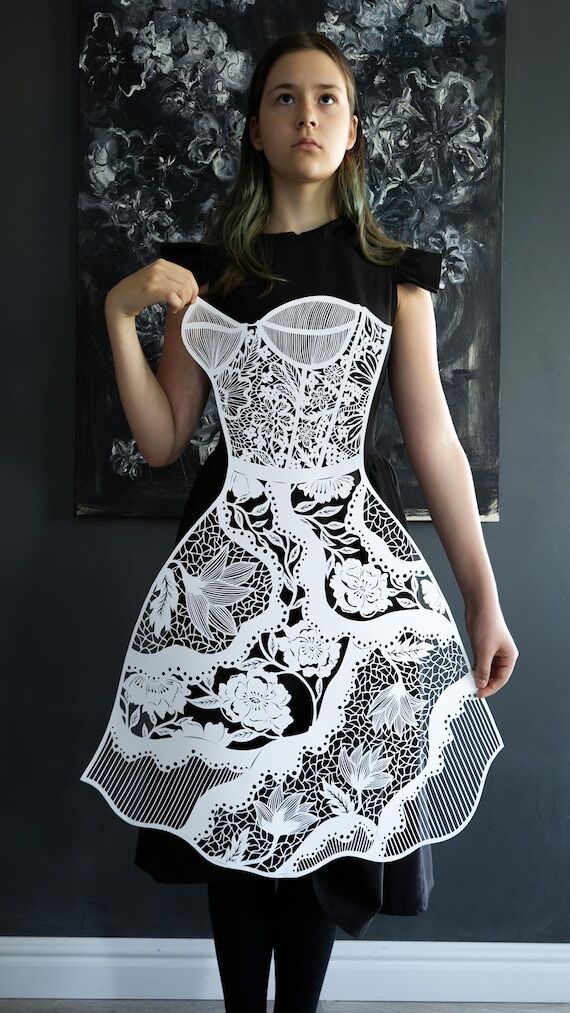 Big paper dress, hand cut artwork “ White l...