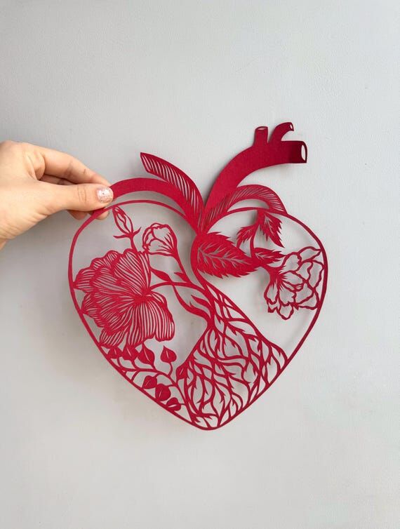 Small Paper cut, heart silhouette, "Hear...