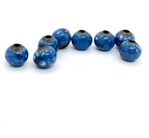 handmade enamel beads, made to order, blue en...