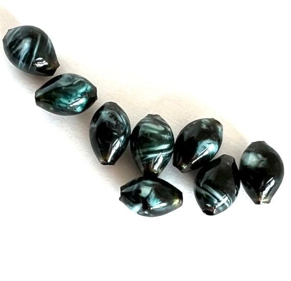 handmade enameled gray black beads, dark gray...