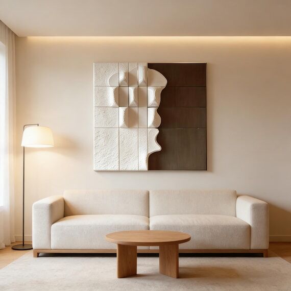 Large 3D Textured Wall Art, Abstract Face Scu...