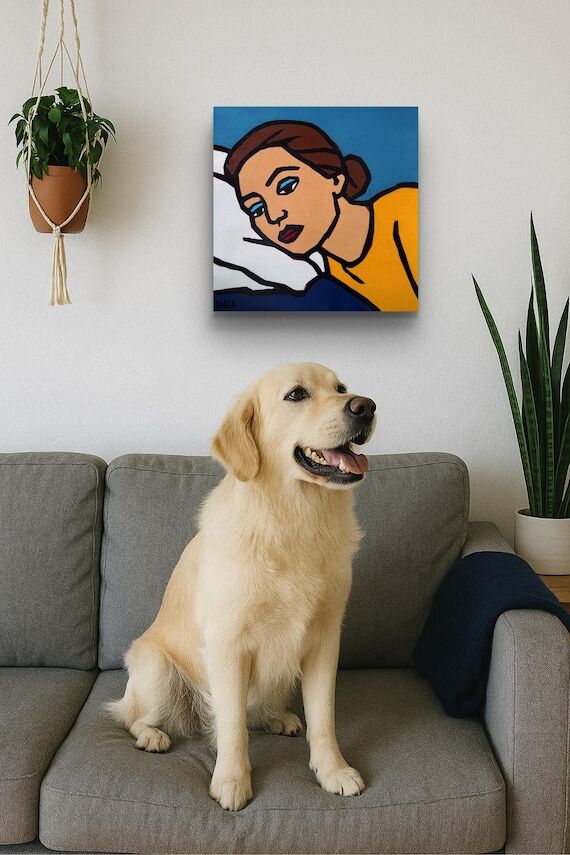 Woman Resting Pop Art Original Painting 16x16...