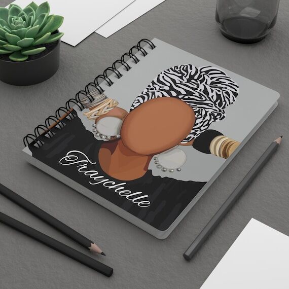 Personalized Black Woman Spiral Notebook: Bla...