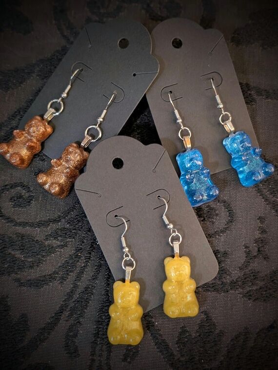 Sparkly Gummy Bear Earrings – Handmade Resi...