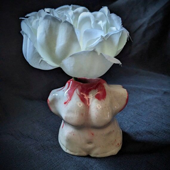 Hand-carved Ceramic Bloody Lady Bust- Sculptu...