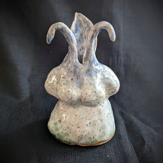 Hand-carved Ceramic Alien Lady Bust- Sculptur...