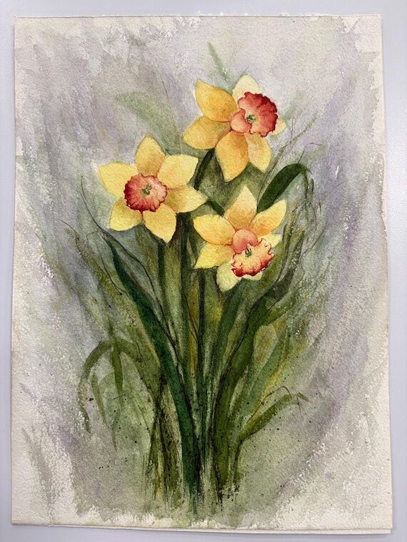 Original Watercolor Daffodil Painting – Bot...