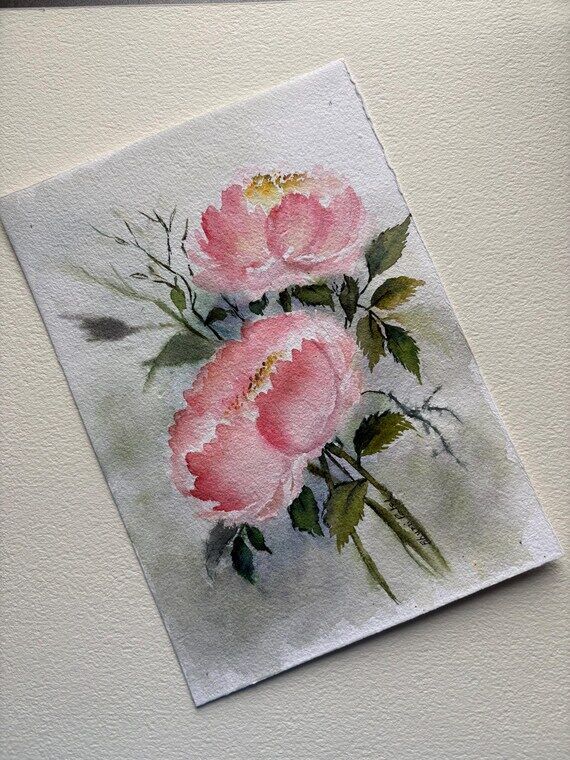 Original Watercolor Floral Painting | Blush P...
