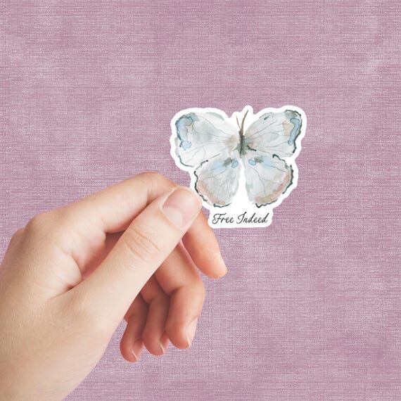 Scripture Watercolor Butterfly Sticker: Chris...