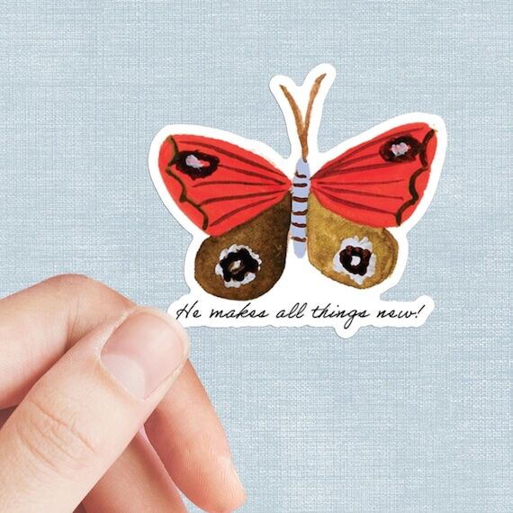 He Makes All Things New Butterfly Sticker: Ch...