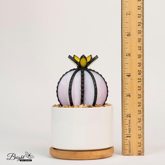 Stained Glass Cactus Plant Stake Functional S...