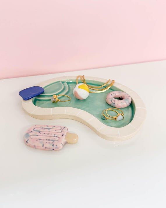 Swimming Pool Jewelry Dish, Handmade Ceramics...