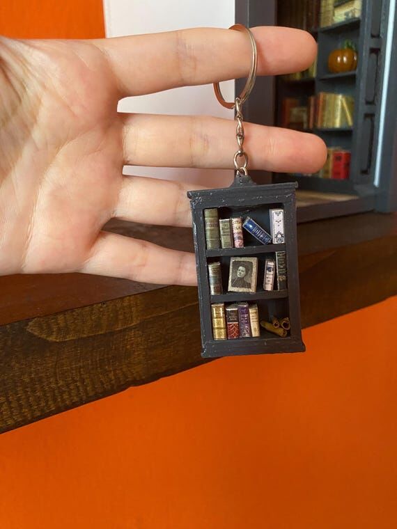 Miniature Book Library Keychain: Handmade Boo...
