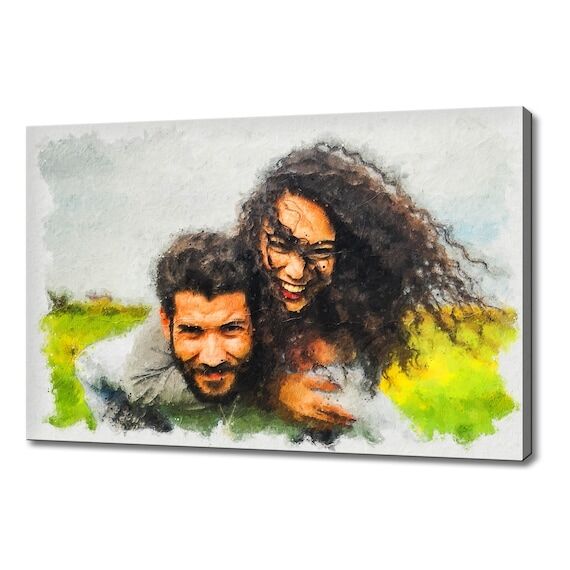 Personalised portrait, Watercolour Canvas Pri...