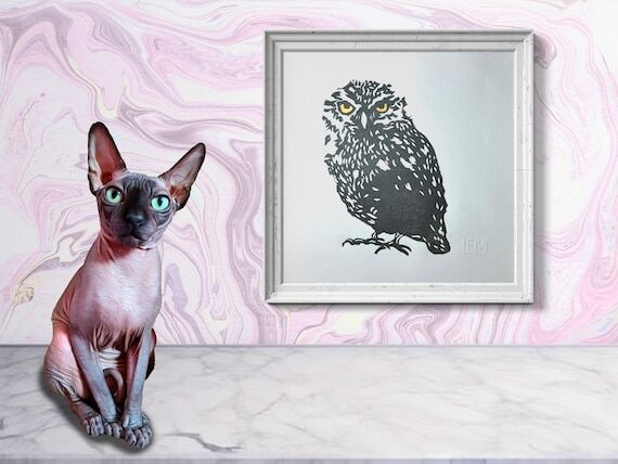 Who? Owl Woodcut Print Variable Edition Origi...