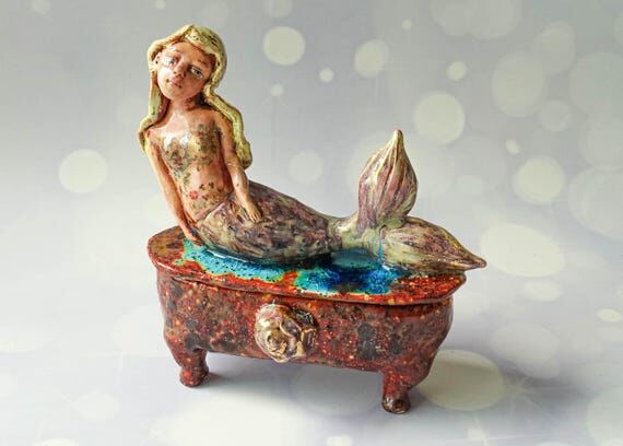 Mermaid Ceramic sculpture doll.Pottery figuri...
