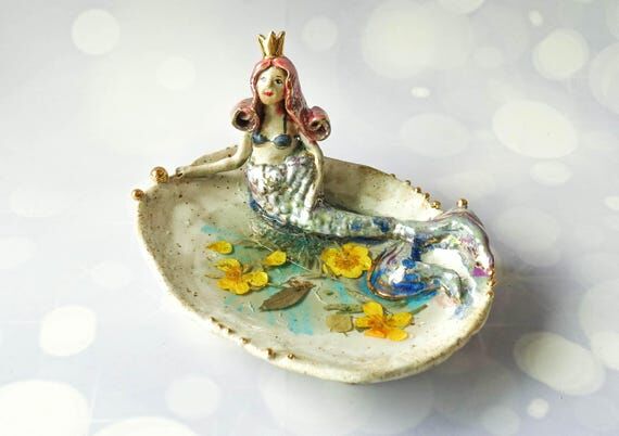 Mermaid Trinket Dish – Handmade Ceramic Jew...