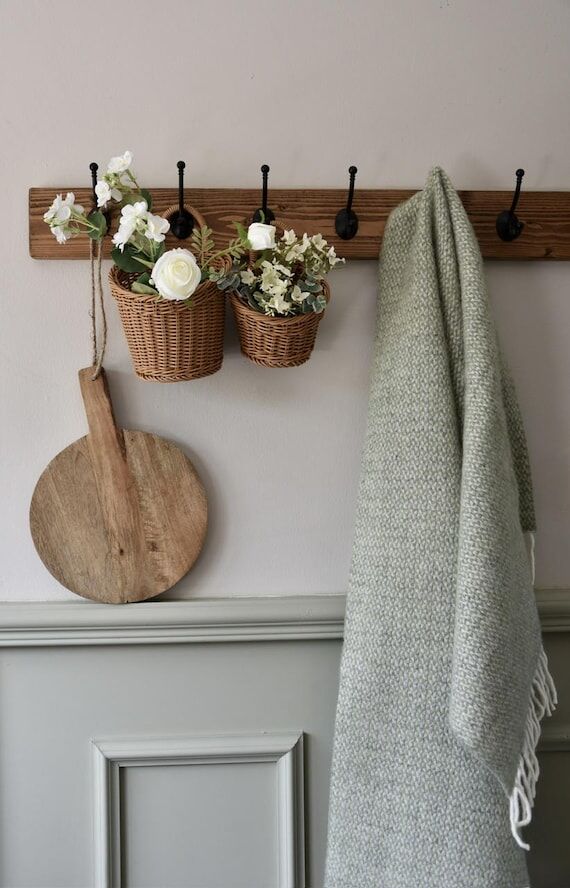 Seagrass Hanging Basket with White Flowers: F...