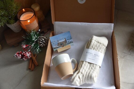 Alpaca Wool Sock Gift Set with Coffee Mug and...