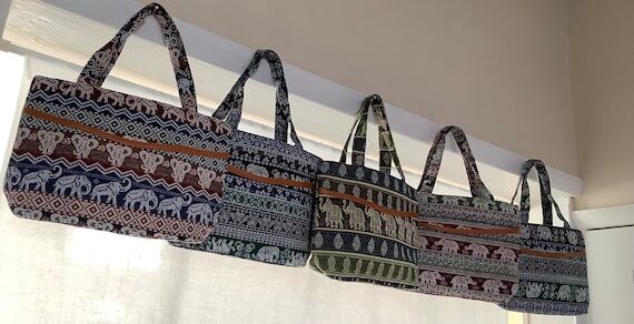 Handmade & Handwoven Small Elephant Printed B...