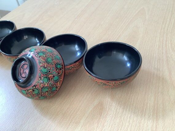 Burmese Lacquered Handmade Drinking Tea Cups ...