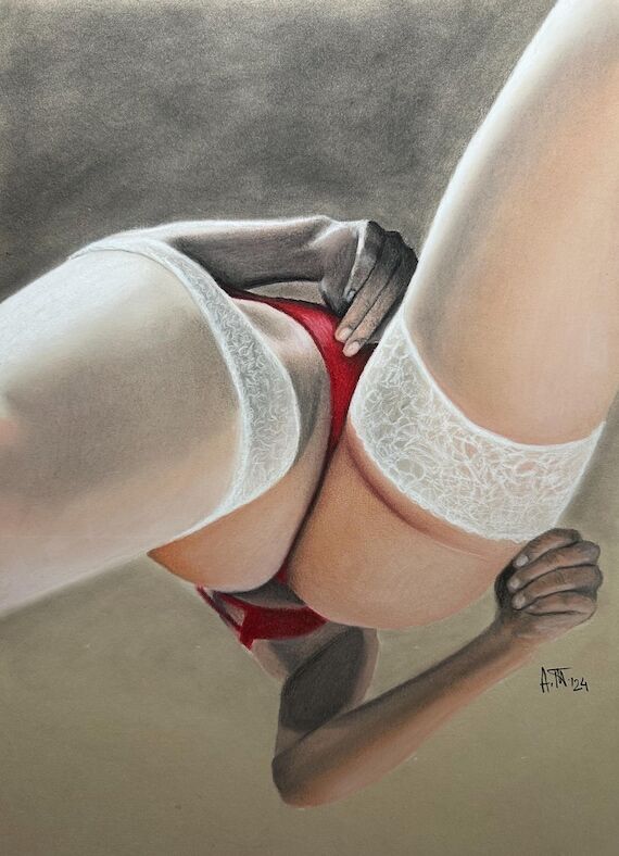 Original Pastel Drawing - Pin Up Art - Figure...