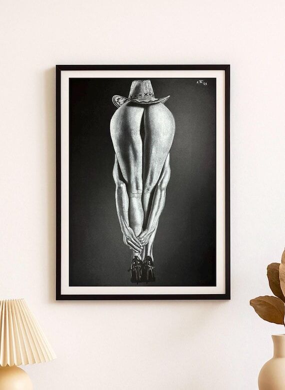 White Charcoal Nude Art – Female Figure wit...
