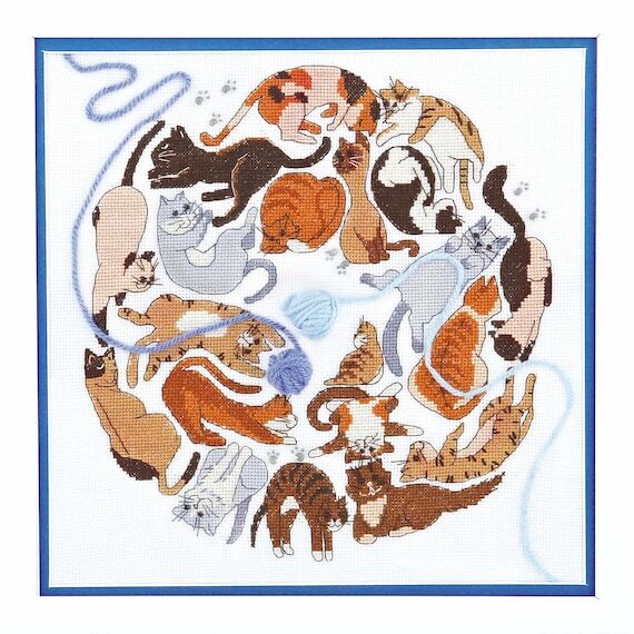 Cats Cross Stitch Kit for Beginners: Cat Paws...