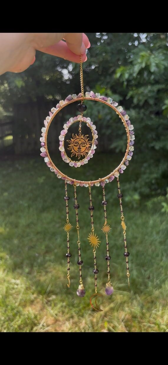 Celestial Sun & Moon Crystal Suncatcher | Ame...