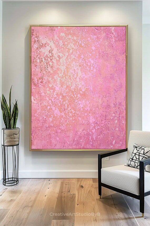 Textured Pink Abstract Wall Art ,Large Modern...
