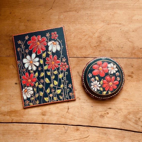 Hand-Painted Floral Canvas Plaque or Mixed Me...