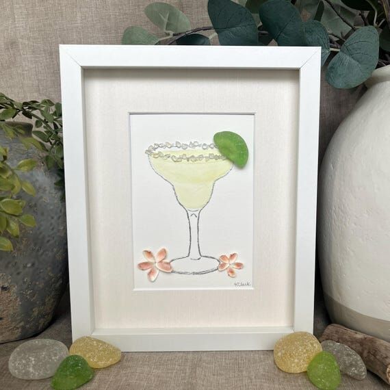 Coastal Margarita | Framed Cocktail Sea Glass...