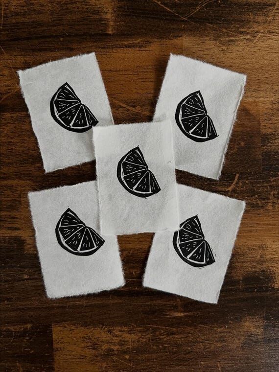 Orange Slice Linocut 2.5x3.5 in | Hand carved...