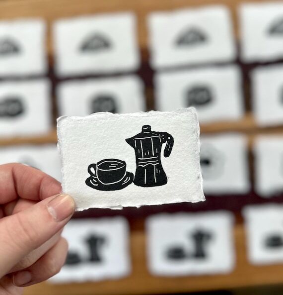 Mini Espresso 2x3 in. | hand carved and print...